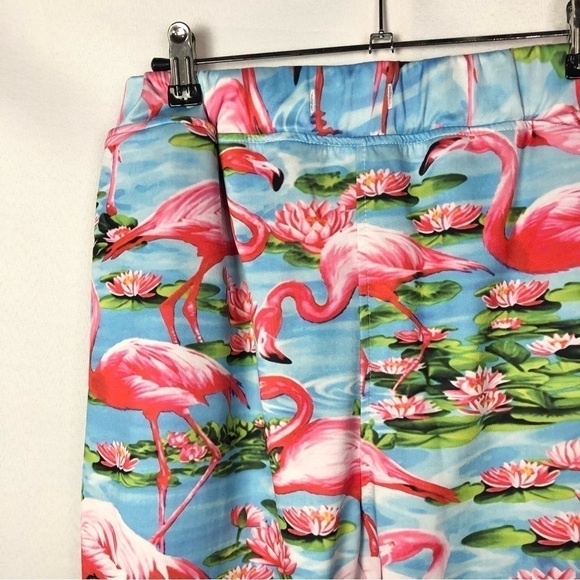 Boutique Blue Tropical Flamingo Jogger Pants L - Picture 3 of 3
